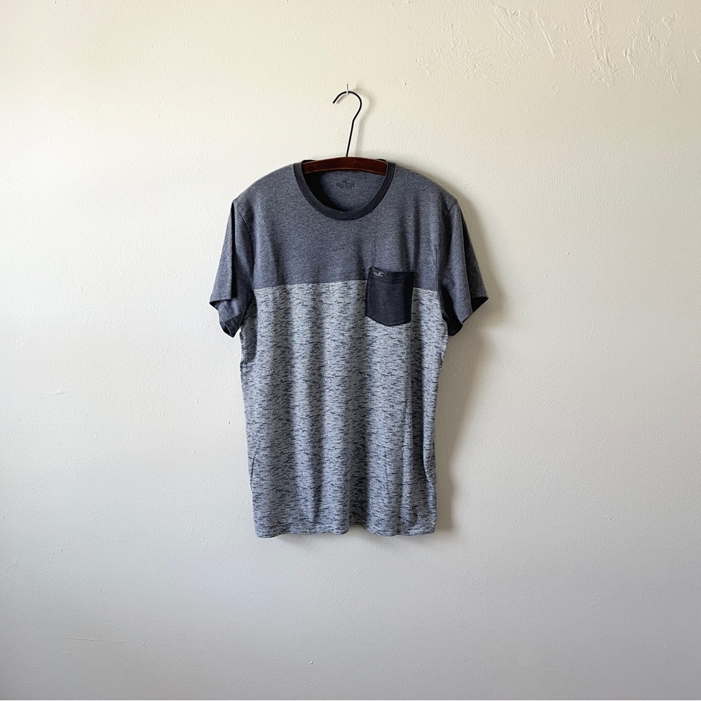 Hollister Comfy Favorite Short Sleeve Tee Stripe Coast Vibes 60% Cotton L